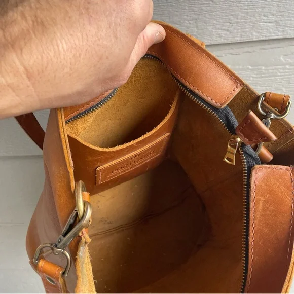 Portland Leather Goods Medium Crossbody Tote Purse Bag Chestnut Brown - Picture 11 of 16